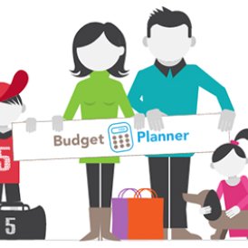 Budgetplanner, getekend gezin met twee kinderen