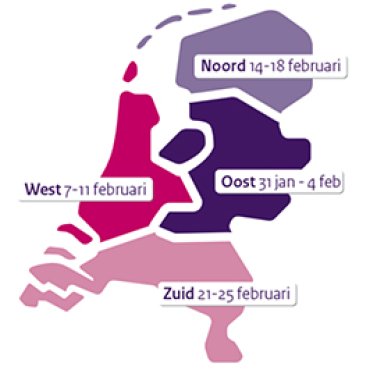 Gestileerd kaartje van Nederland met data per regio